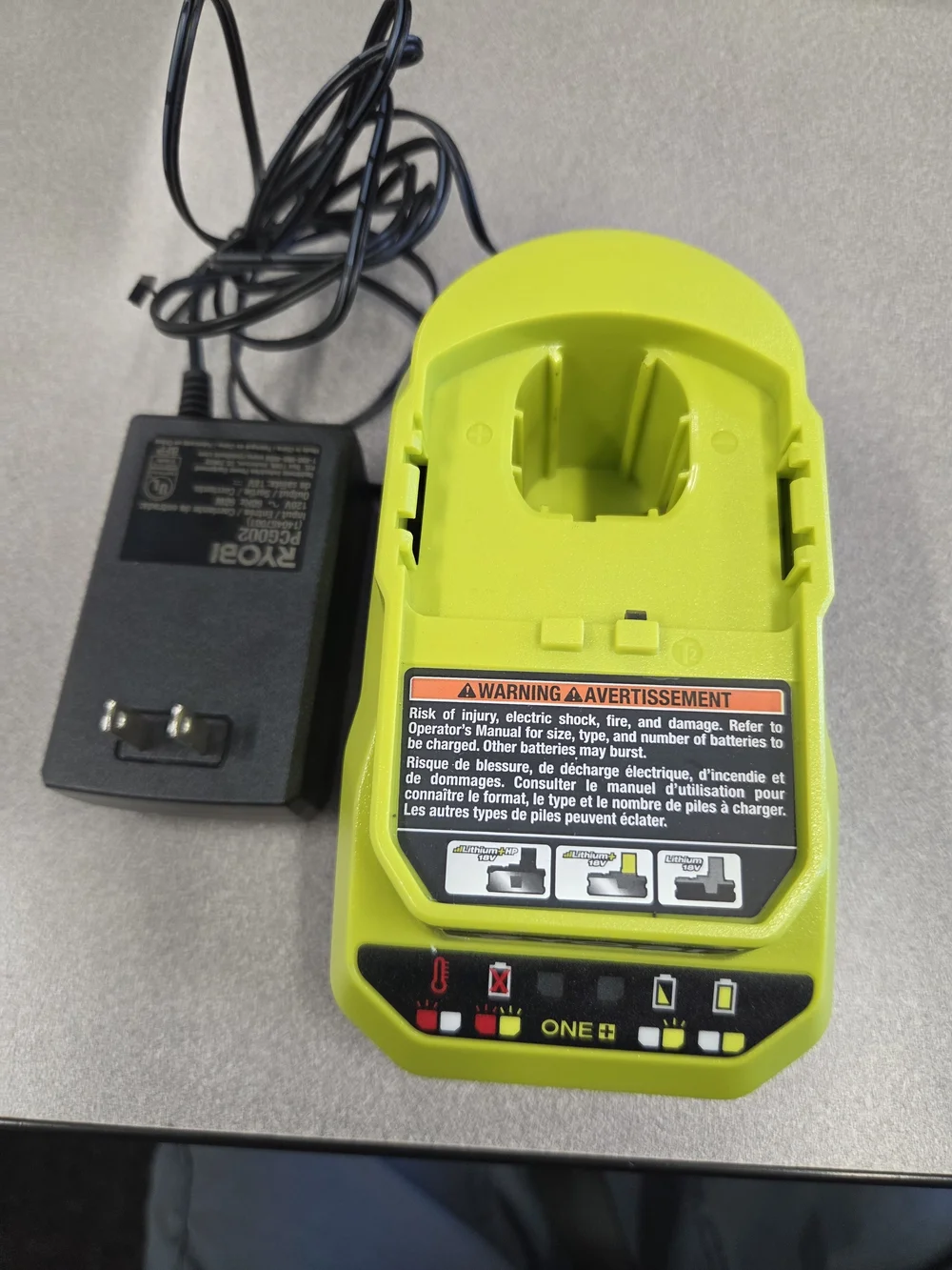 Ryobi ONE+ Battery Charger in Neon Yellow-Green